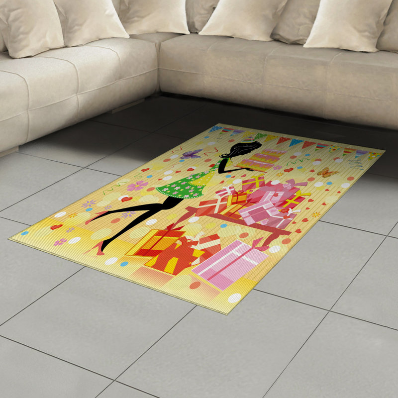 Party High Density Long Fiber Poly Threads Decorative Area Rug Carpet, Rectangle 4' x 5'8"