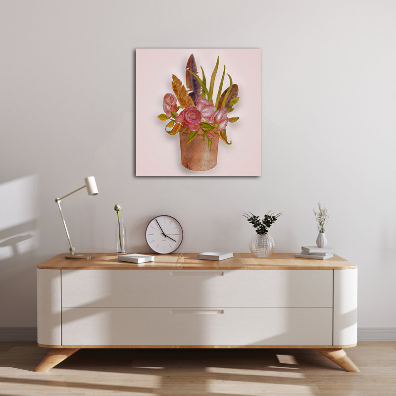 Boho Floral Arrangement I - impression sur toile tendue, H 8 po x l 8 po x P 1,5 po
