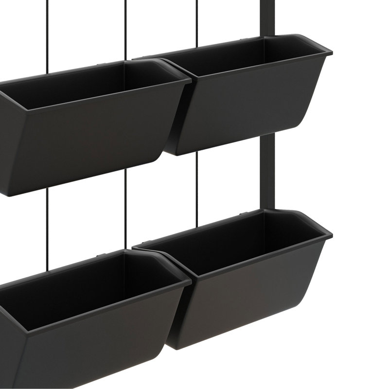 3-Tier Wall Planter With 6 Pots For Indoor And Outdoor Use, Hanging Plant Holder, Self Draining Wall Mounted Planter For Vegetables, Flowers, Herbs, Black