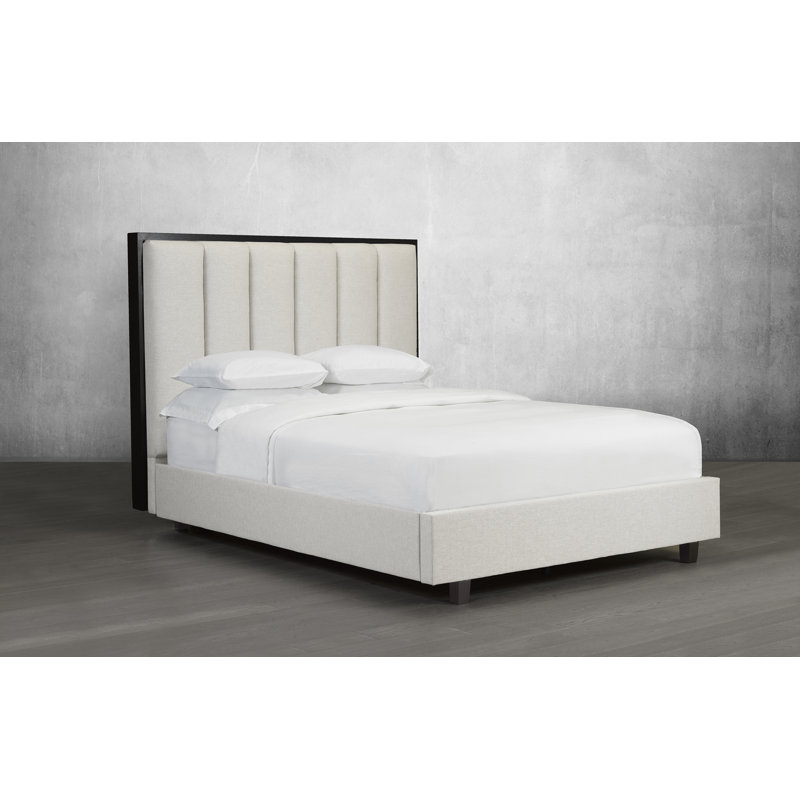 Lit plateforme en tissu d’ameublement Haywards, Blanc cassé, Grand