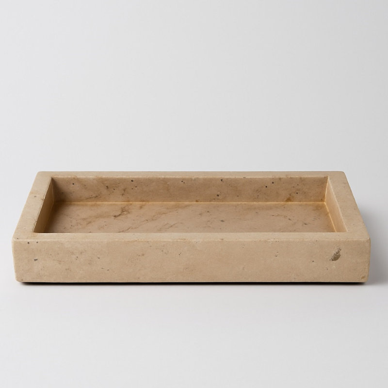 Travertine Tray Large In Cream, 1.5" H x 9.75" W x 6" D