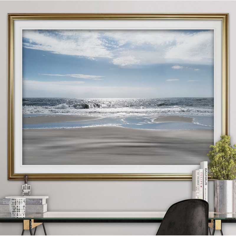 « beach bliss », reproduction de peinture à l’acrylique encadrée, Or, H 24 po x l 32 po x P 1,5 po