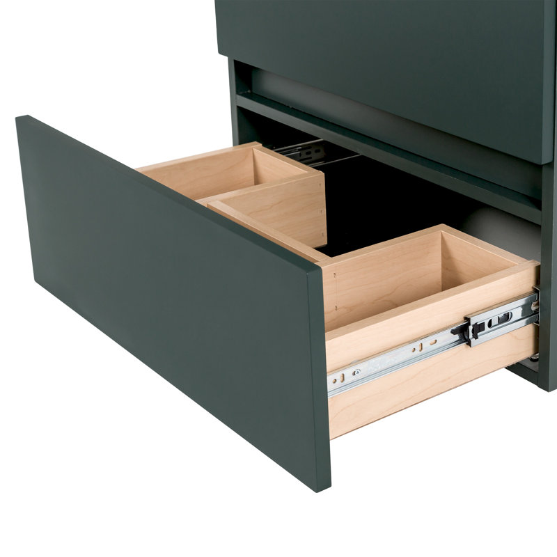24.5" Wall-Mounted Single Bathroom Vanity With Cultured Marble Top, Viridian Green