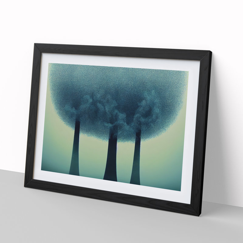 Entrancing Trees Abstract - Single Picture Frame Print, 46cm H x 64cm W x 2cm D, Black