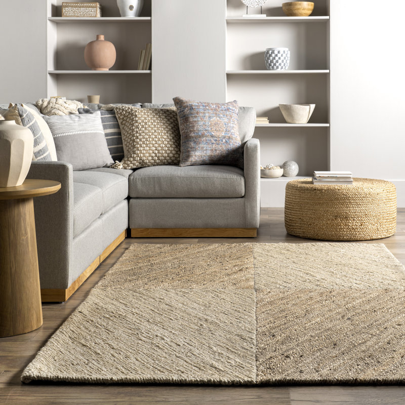 Felicia Jute Area Rug for Dining Room Living Room, Natural/Ivory, Rectangle 4' x 6'