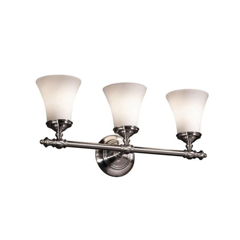 Éclairage pour meuble-lavabo 3 lumières Aisaiah, Bronze foncé, Verre blanc opale