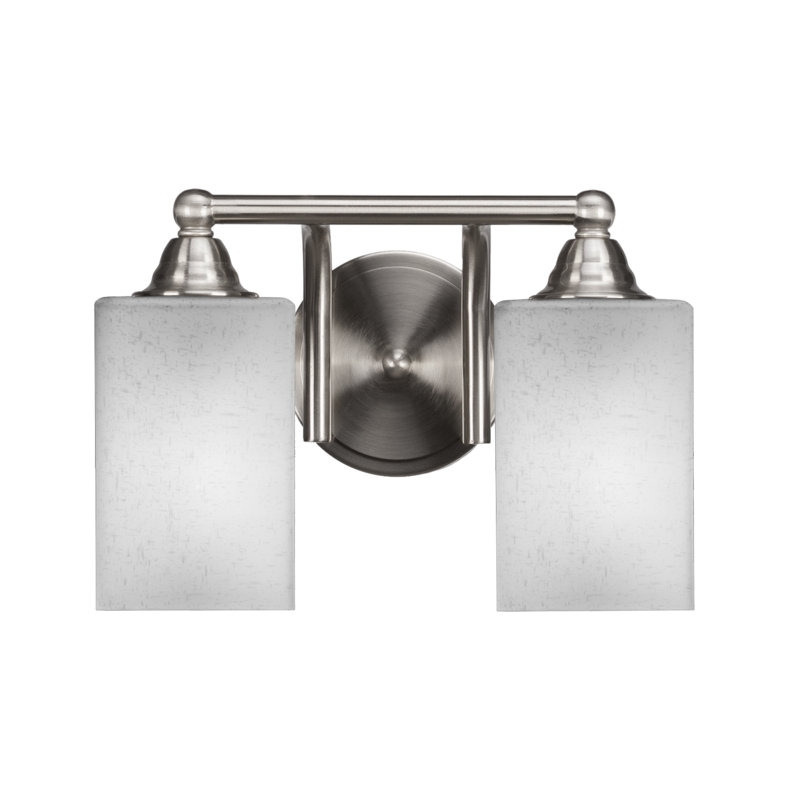 Michell 2-Light Bath Bar, White Muslin, Brushed Nickel