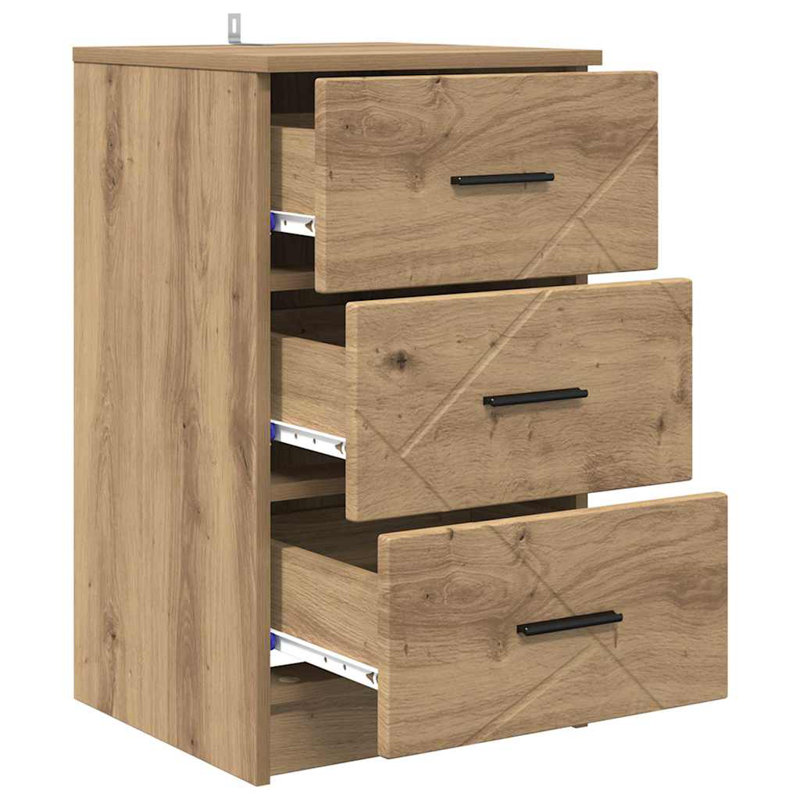 38cm W Manufactured Wood Bedside Table, Artisan Oak