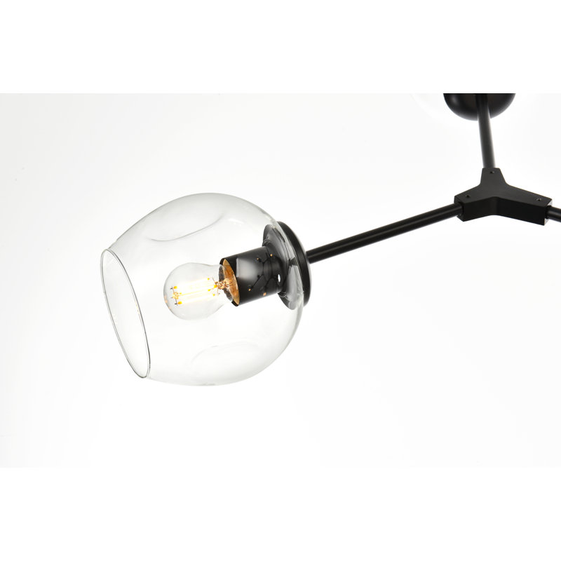 Lustre linéaire moderne Spoutnik à 7 lumières Spinks, 60", Noir, 9 lumières