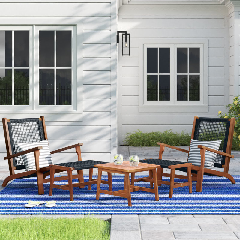 Borup Acacia 2 - Person Patio Conversation Set, Natural/Black