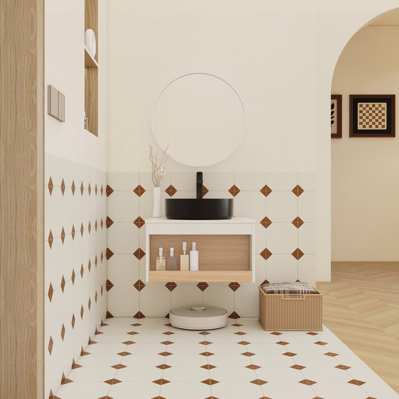 Meuble-lavabo mural 24 po avec lavabo vasque rond noir mat, meuble-lavabo mural avec tablette ouverte, Noir mat, 24"