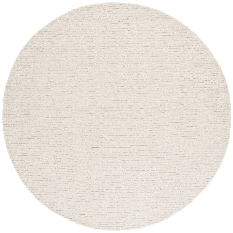Tapis en laine touffeté à motif abstrait Drevion, Rond 6 pi