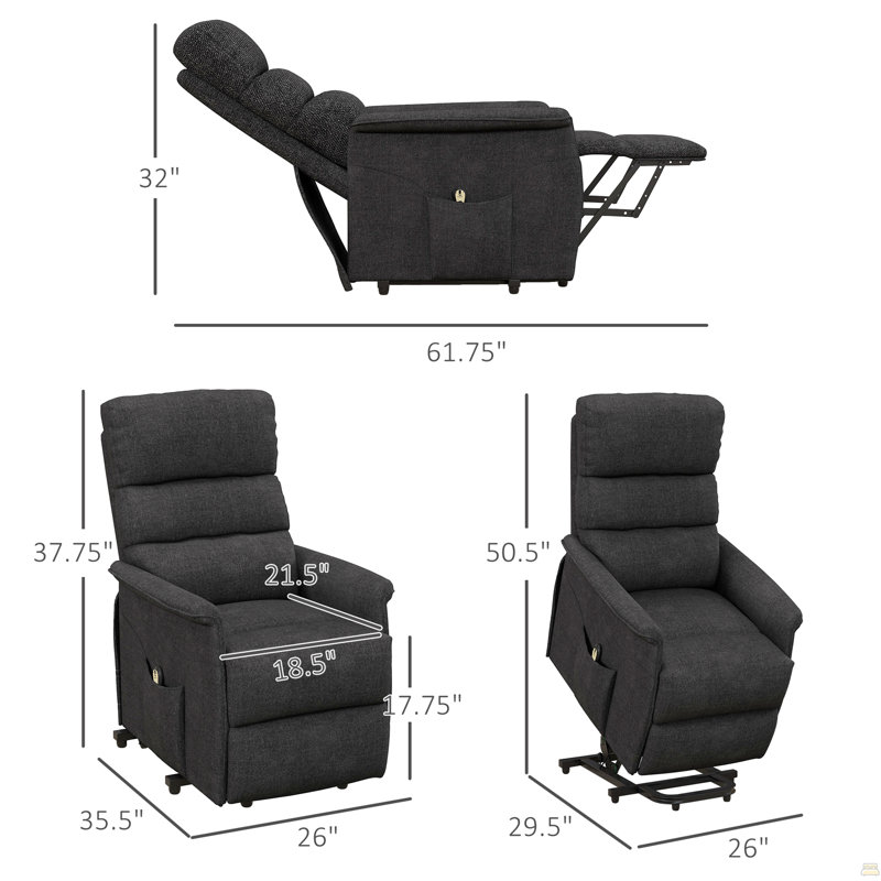 Fauteuil inclinable électrique avec télécommande, noir