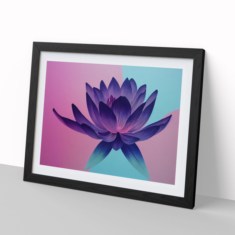 Classic Lotus Flower - Framed Print, Black, 46cm H x 64cm W x 2cm D