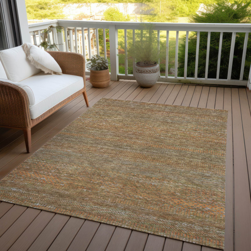 Tapis taupe Claudian ACN1633 intérieur / extérieur lavable à la machine, Rectangulaire 3 pi x 5 pi