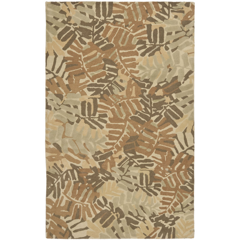 Palm Leaf Martha Stewart Hand Tufted Wool Floral Rug, Rectangle 8' x 10'