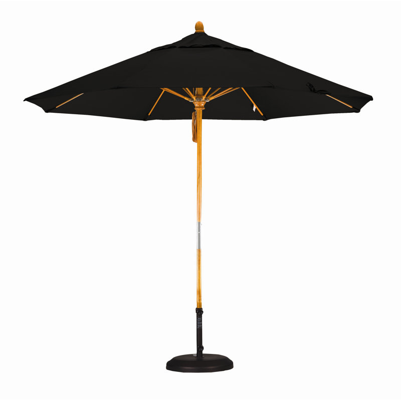 Parasol 9" Market, Toile Sunbrella® noir, Marenti Wood