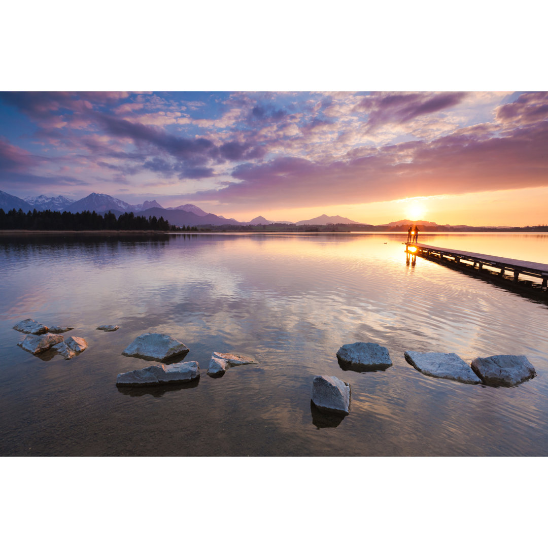 Sonnenuntergang am Hopfensee - Leinwandbild