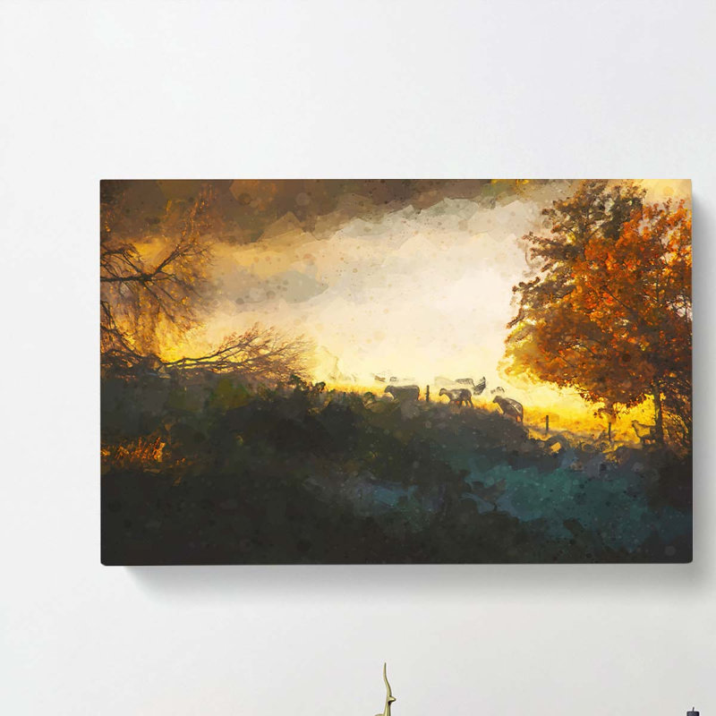 Sheep In Sweden In Abstract - Wrapped Canvas, 40cm H x 60cm W x 3cm D