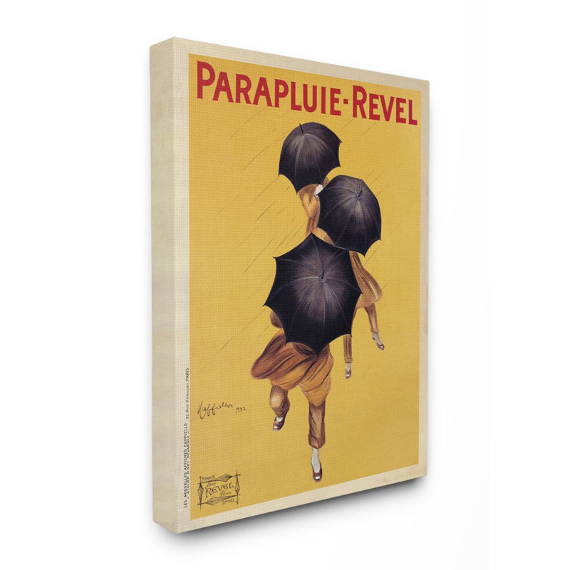 «Parapluie-Revel», affiche rétro jaune sur toile tendue XXL par Marcello Dudovich, Toile tendue, H 40 po x l 30 po x P 1,5 po