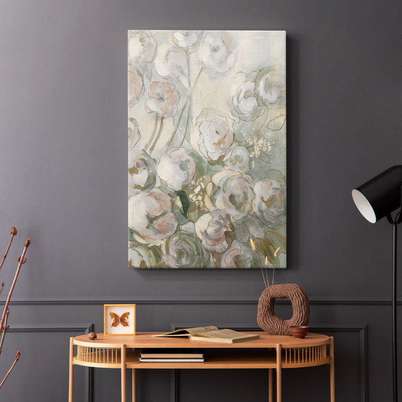 Roses grimpantes au clair de lune II - Cavas enveloppés de galerie, H 12 po x l 8 po