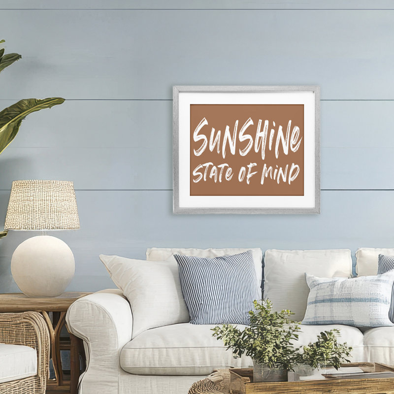 «Summery Sunshine State Of Mind», reproduction d'art encadrée sous verre, H 17 po x l 21 po, Cadre de ferme gris