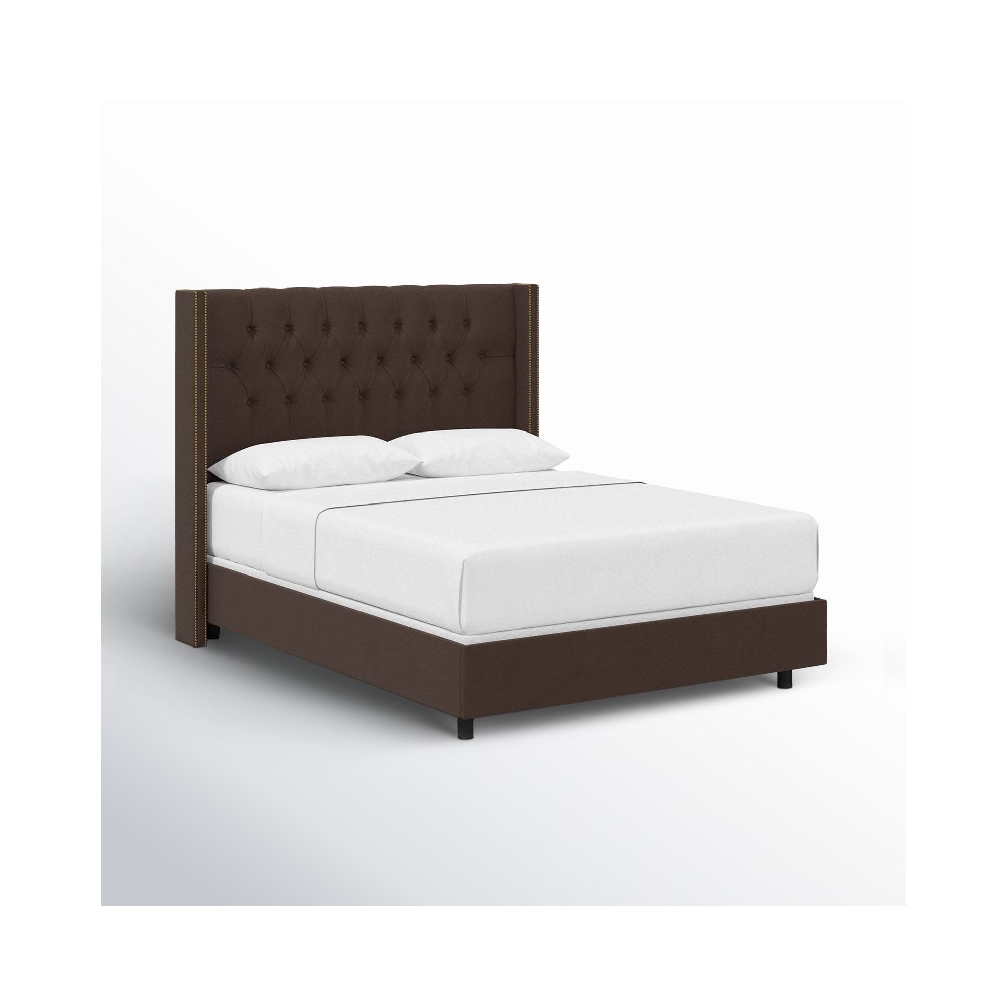Breckin Upholstered Wingback Bed, Classic Chocolate Velvet, Queen