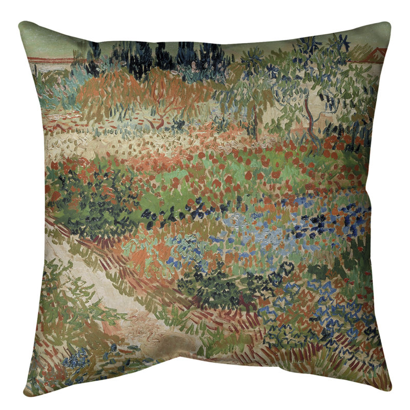 Coussin décoratif bluhender garten mit pfad, 16 po x 1 po, Duvet synthétique, Orange