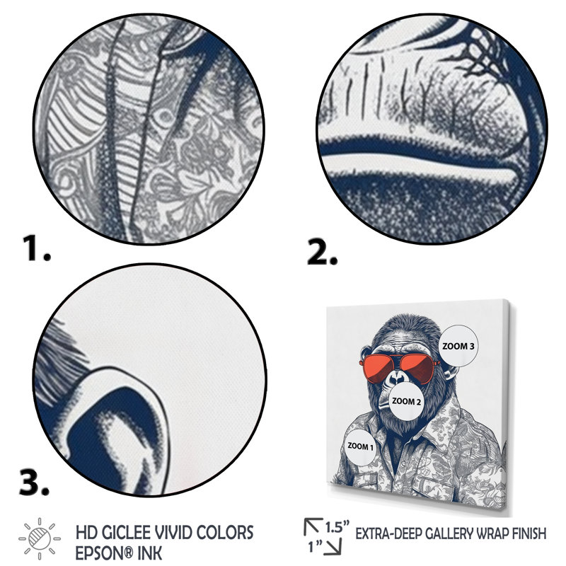 Art mural sur toile gris et orange avec lunettes de soleil, H 16 po x l 16 po x P 1 po, Toile tendue