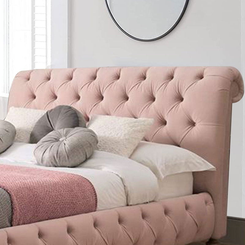 Upholstered Bed, Single (3'), Black Crush Velvet