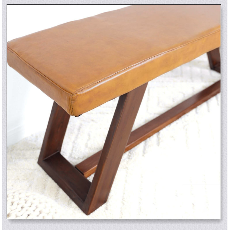 Banc en cuir véritable Marley au design simple, confortable et durable, banc multifonctionnel