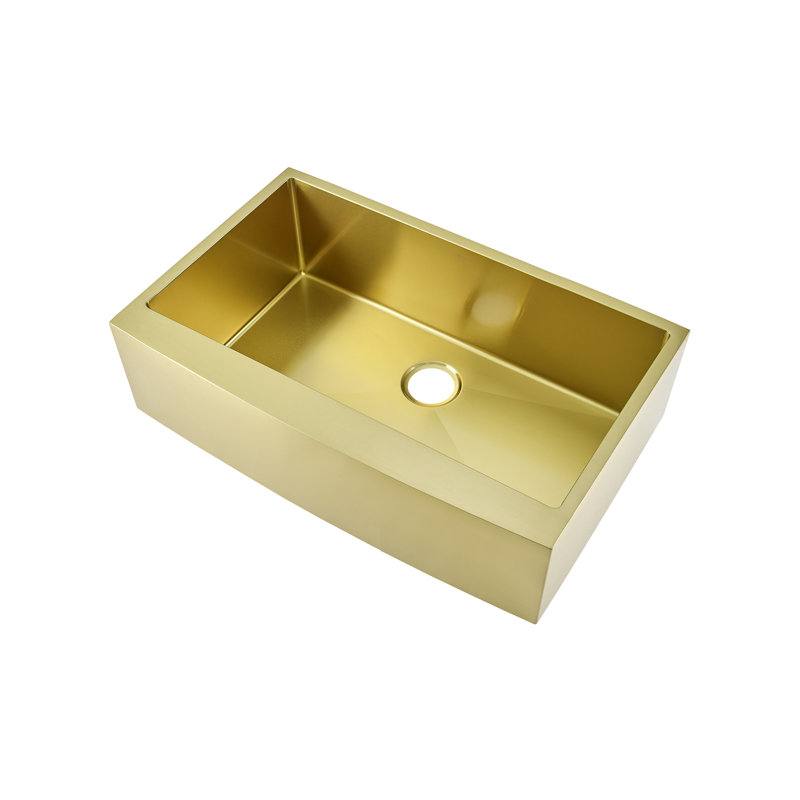 Rivage 33 x 21 Stainless Steel, Single Basin, Farmhouse Kitchen Sink with Apron, Gold