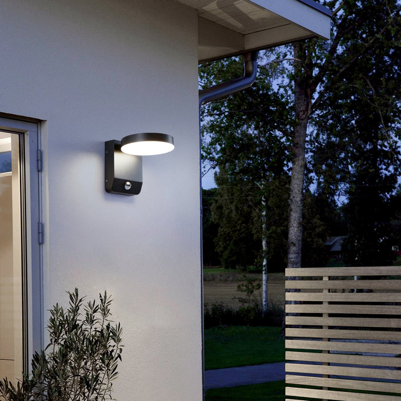 Nazaha Black 16cm H Integrated LED Outdoor Armed Sconce