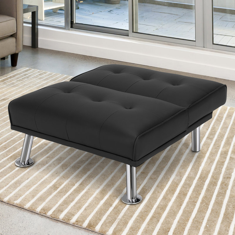 Fauteuil futon simple à dossier serré de 34 po de large, Similicuir noir