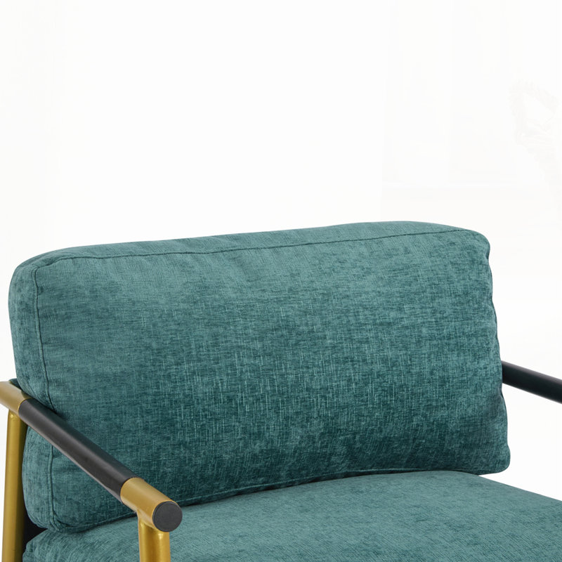 Chaise d'appoint moderne 27,56 po, Bleu sarcelle, Doré