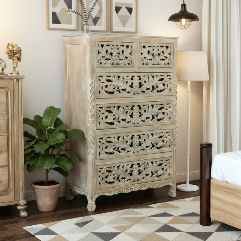 Commode 6 tiroirs Harleen, Gris