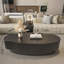 Table basse moderne en pierre frittée noire de 47 po, plateau ovale unique, résistant aux rayures et à la chaleur-790665884