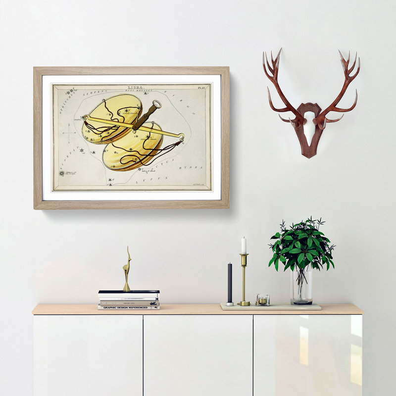 Astronomical Zodiac Chart Of The Libra - Single Picture Frame Painting, Oak, 24cm H x 33cm W x 2cm D