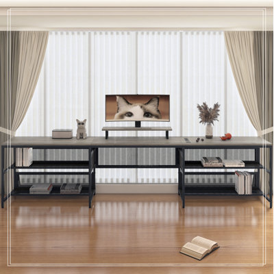Versatile U-Shaped Desk with Shelves and Energy-Efficient LED Lights for Enhanced Productivity by 17 Stories