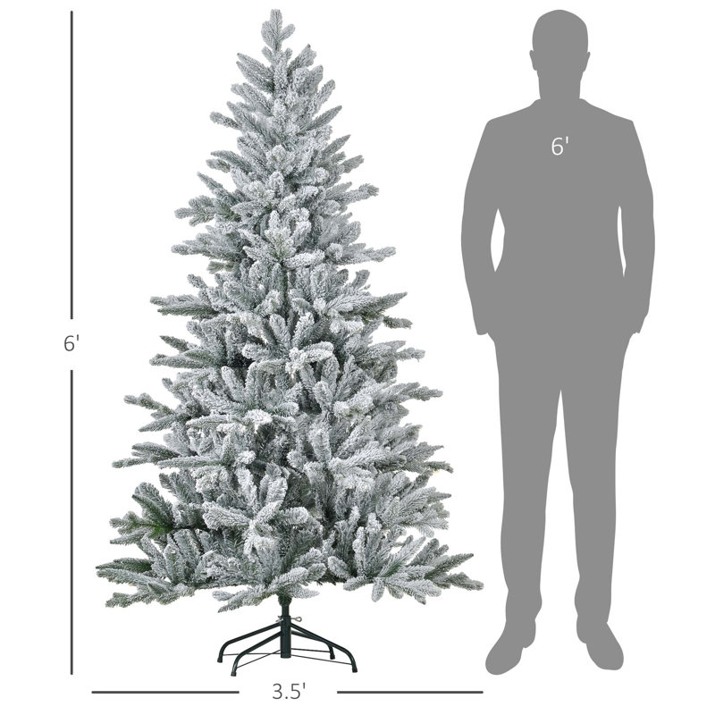  Arbre de Noël articulé enneigé avec support en métal, H 6 pi