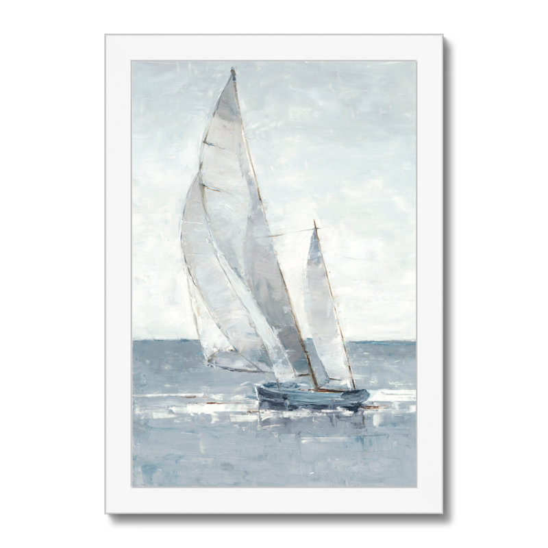 Gray Seas I by Ethan Harper - Painting, 34cm H x 24cm W, White Framed Paper Print
