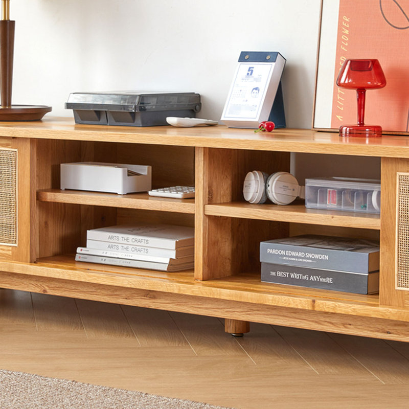 Meuble télé en rotin de style nordique, 70.87"
