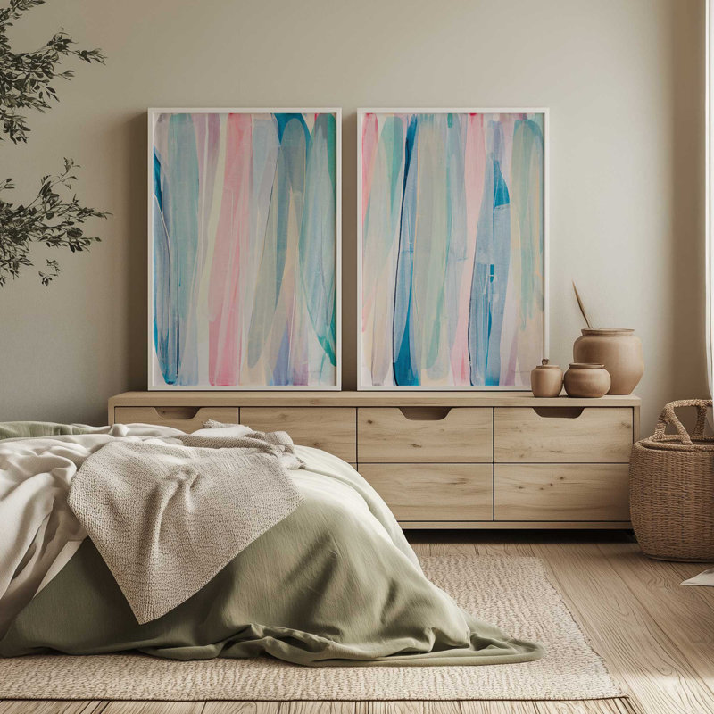 Go with the Flow - ensemble de 2 impressions, 48 po x 32 po, Impression encadrée, Noyer