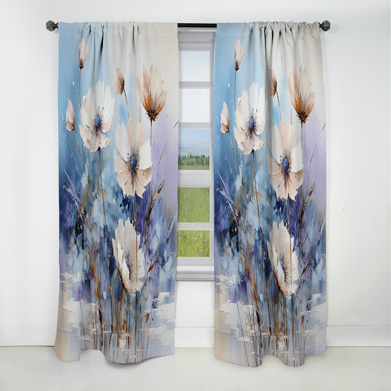 Charm bleu des bleuets en hiver - Rideau cornflowers - Rideau occultant à motif floral - 1 panneau, L 52 po x L 84 po