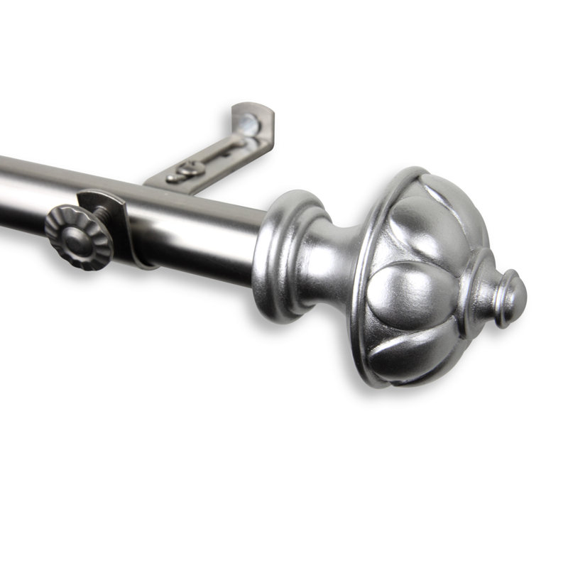 Ensemble de tringle à rideaux simple et quincaillerie Kravitz, Nickel satiné, 66 po à 120 po