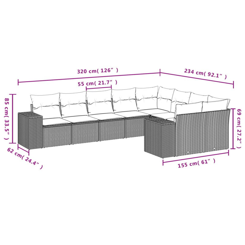 Vidaxl Garden Sofa Set Grey, Dark Grey