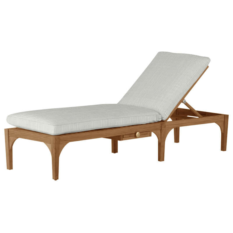 Club Teak Chaise With Wheel - Natural Teak, No Welt, Natural Teak, Verona Silver