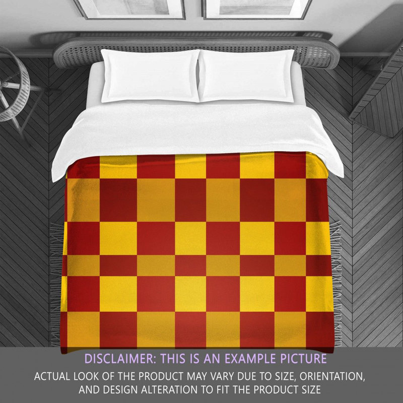 Machine Printed Comforter, Queen Comforter, Red/Yellow Checkered