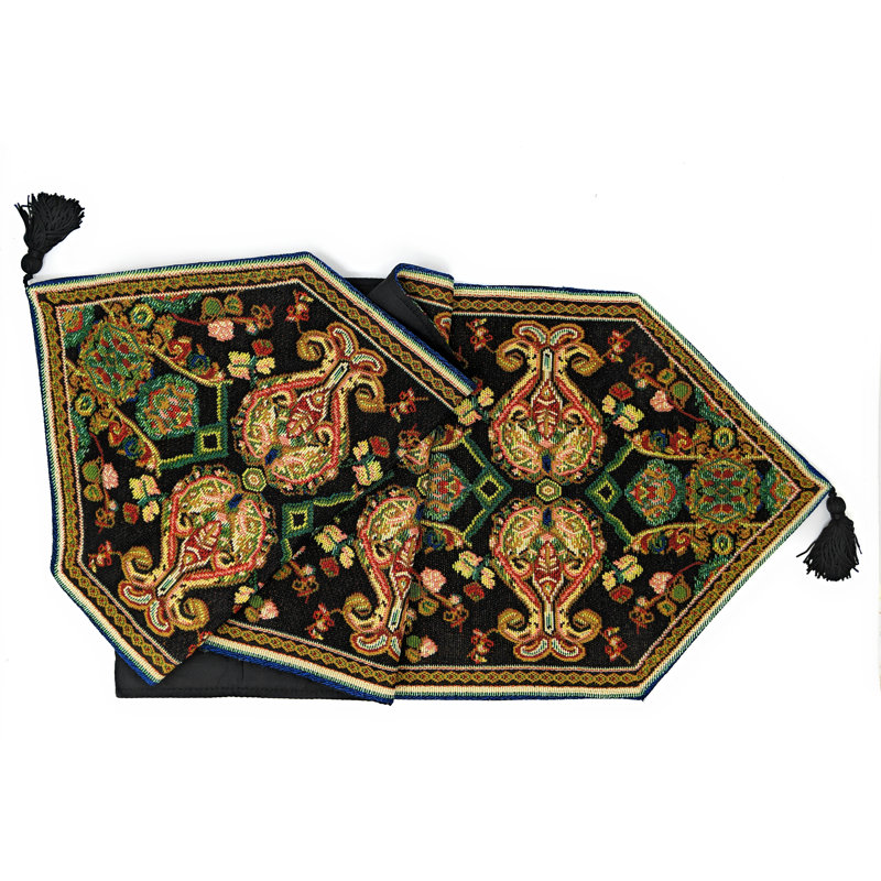 Chemin de table Paisley, Noir, L 120 po x l 1 po