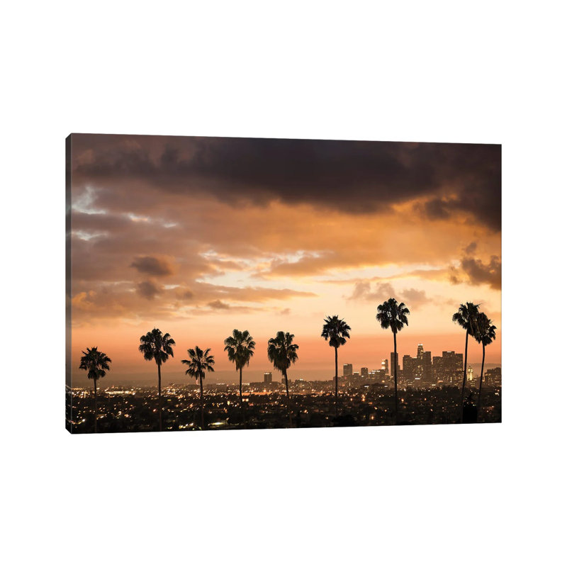 Palm Drive Los Angeles - reproduction d'art murale - toile encadrée, H 40 po x l 60 po, Toile tendue, Ne s’applique pas
